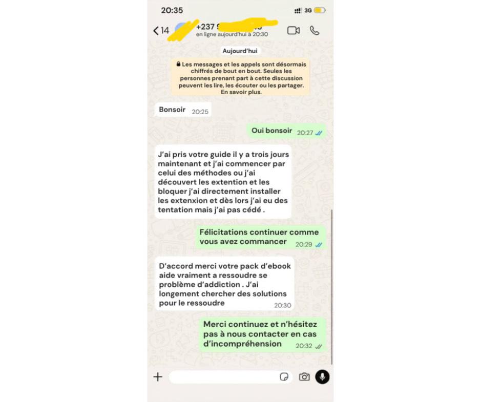 Témoignage WhatsApp — Cameroun